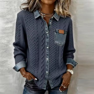 Camicia in Denim Donna Lavorata a Maglia – Giacca Vintage Must-Have 2026  Il capo che completa ogni look, dal lavoro al tempo libero.